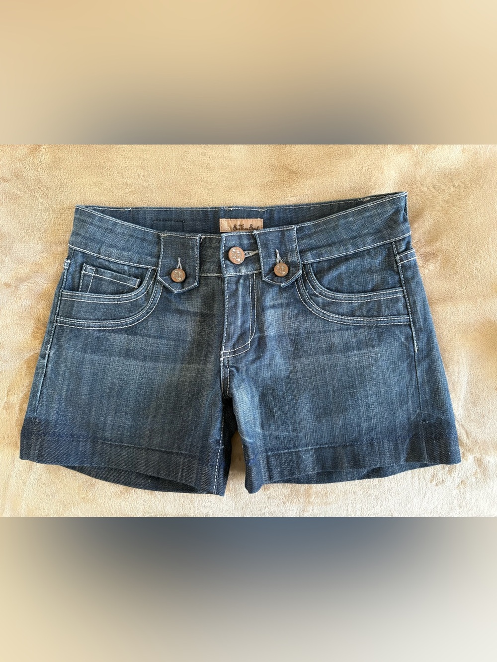 See Thru Soul Women's Dark Blue Denim Shorts - 28